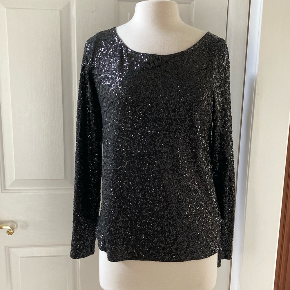 EUC black J. crew sequined top